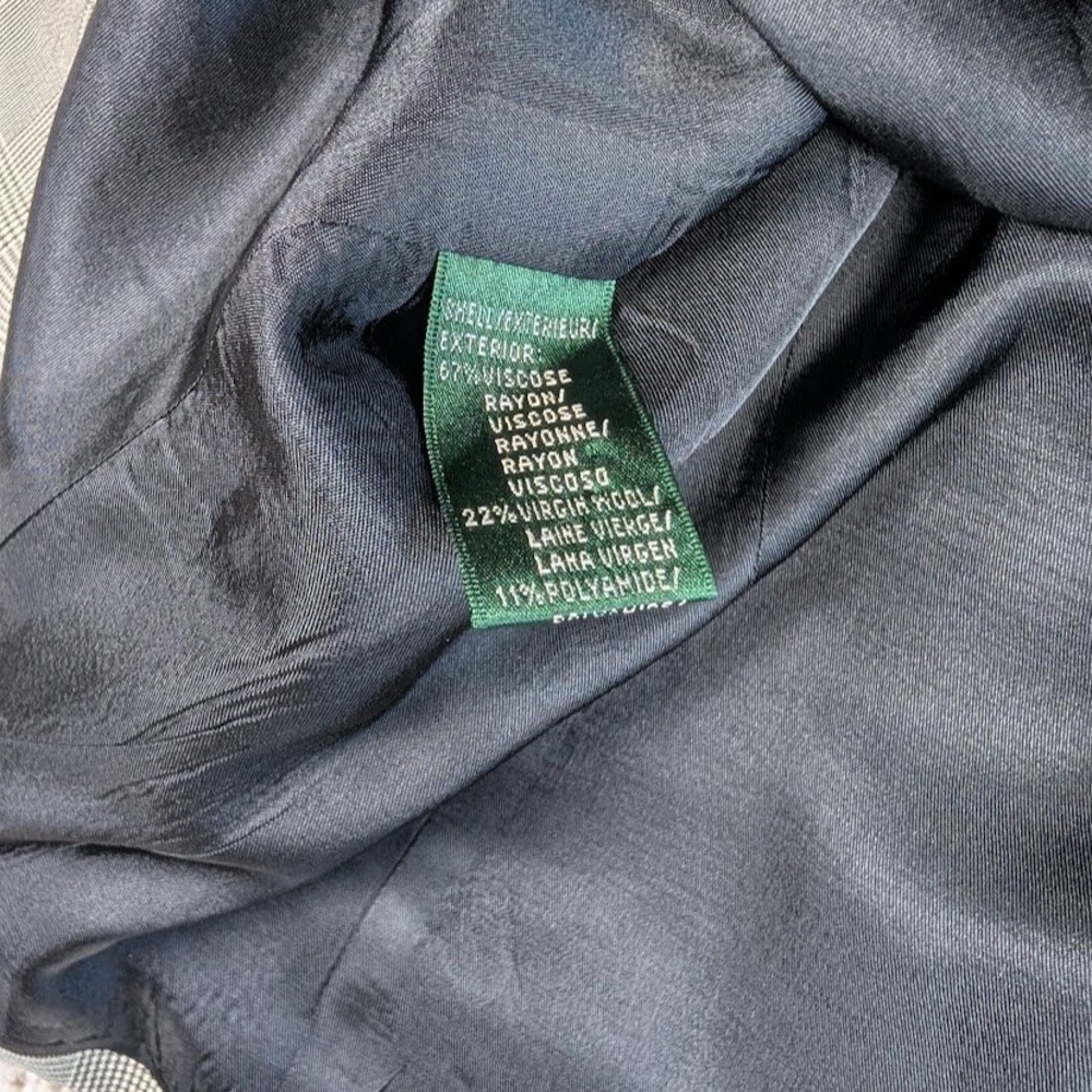 Lauren Ralph Lauren Womens Blazer Size 4 Gray Plaid Single Breasted FLAWED - Picture 4 of 8